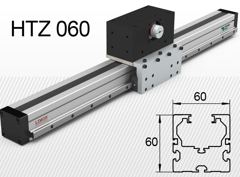 Limon HTZ 60 linearna jedinica ojačan za Z ose najveće opterećenje do 10kg* Hod: 100-1200mm